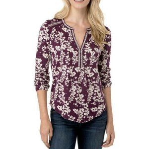 Floral Embroidered Purple Lucky Brand Top Medium